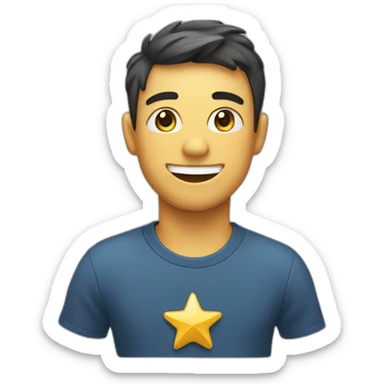 Happy Person with a star badge on their chest sticker