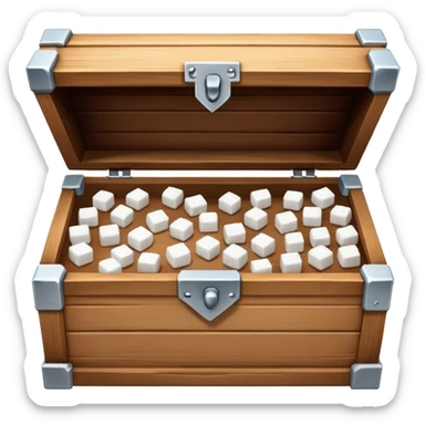 open chest of sugar with sugar cubes inside sticker