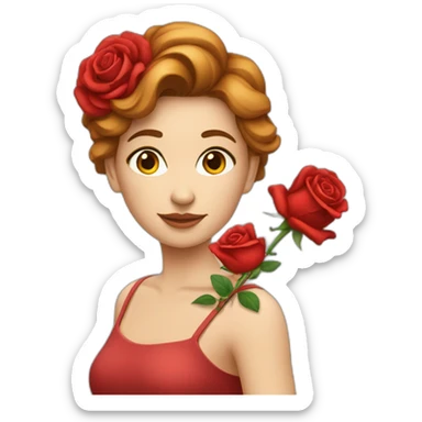 Fille qui donne une rose rouge sticker