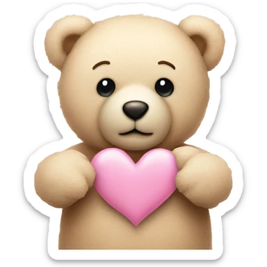 beige teddy bear and a pink pastel heart sticker