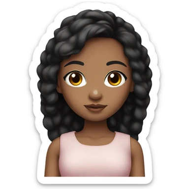 Brown doll eyes,black hair, feminine, sticker