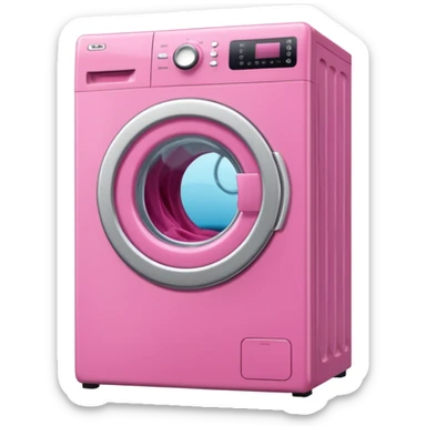 
pink washing machine mid-cycle with clothes tumbling inside sticker
