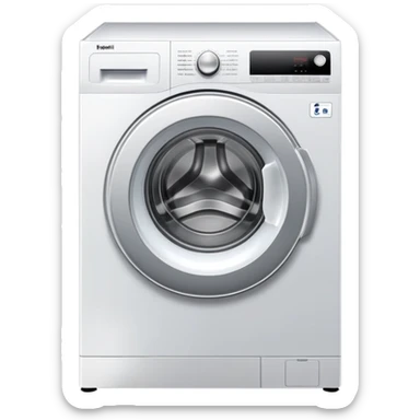front-loading washing machine with round door sticker