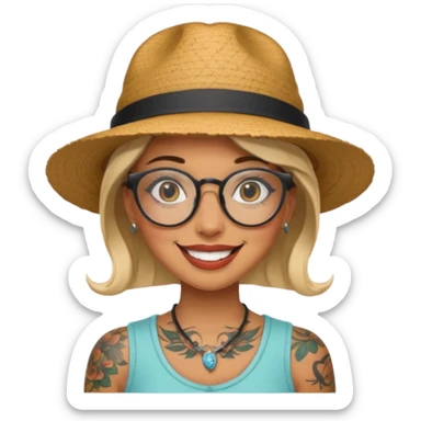 tattooed girl with hat and glasses sticker