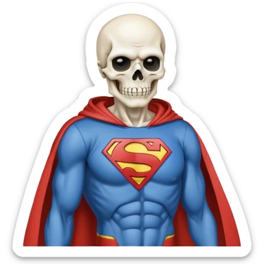 Skeleton in Superman hoodie sticker