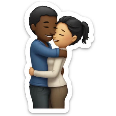 Couple hugging kissing sticker