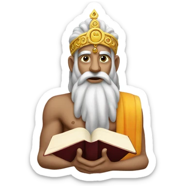 Lord Brahma with a halo, holding a scroll or book sticker