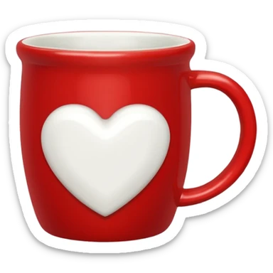 red mug with white heart sticker