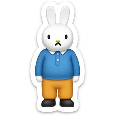 Miffy standing with a solid blue shirt sticker