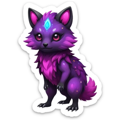 Epic Edgy Cute Colorful Vibrant Dark Nebula Modern Vernid-Protogen-creature-animal, full body sticker