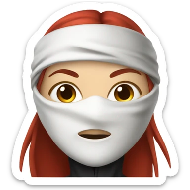 female white skin red haired ninja with face covered sticker