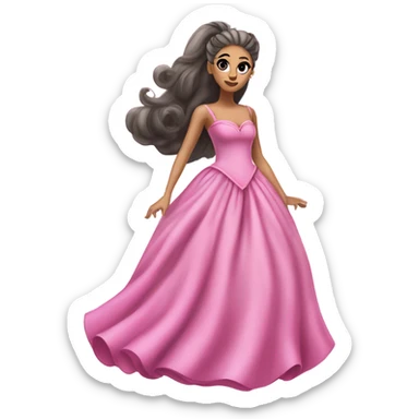 Realistic Ariana Grande as Galinda from wicked wearing long flowing pink dress  sticker