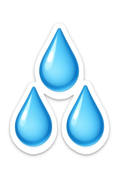 emoji 3d stile iphone che rappresenta 3 GOCCE DI ACQUA 3d sticker