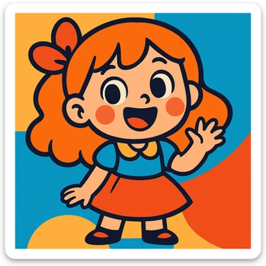 a cute girl, vibrant toon style sticker