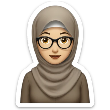 asian-woman-wearing-brown-hijab-and-black-shirt-and-rounded-glasses sticker