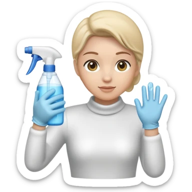 window cleaning with spray bottle and cloth sticker