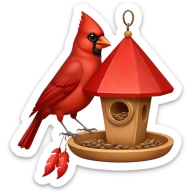 cardinal at bird feeder sticker