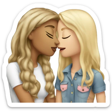 brunette girl kissing blonde girl sticker