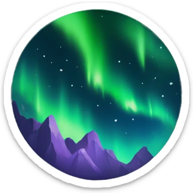 Northern lights on black background with stars as background sticker