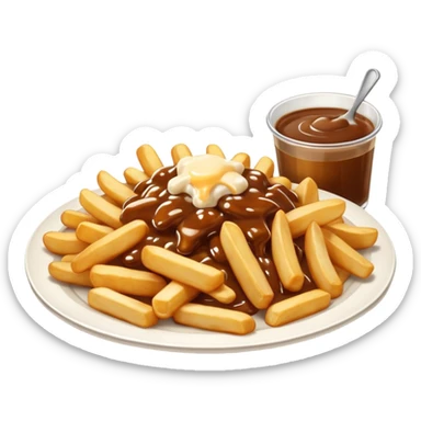 poutine in a white plate sticker