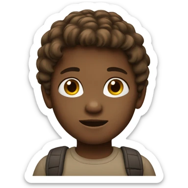 child with brown hair indoors sticker