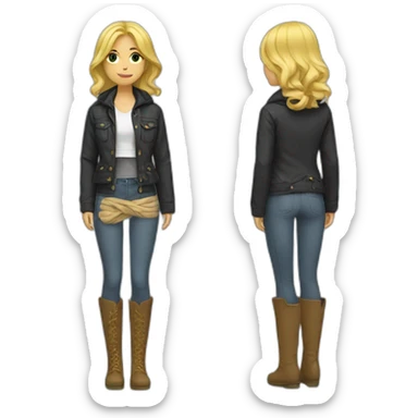 Blonde girl jacket tied around waist sticker