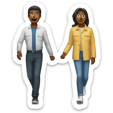 2 people walking in different directions sticker