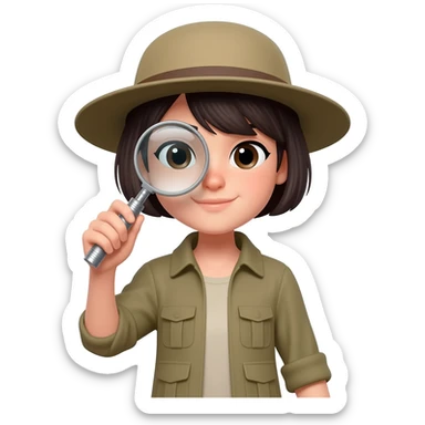 archaeologist girl is holding a magnifying glass sticker