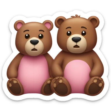 Pink bear and brown bear dating sticker