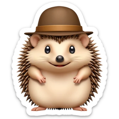 hedgehog removing a hat sticker