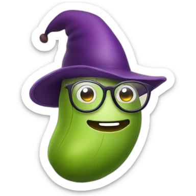 an eggplant with glasses and a hat sticker