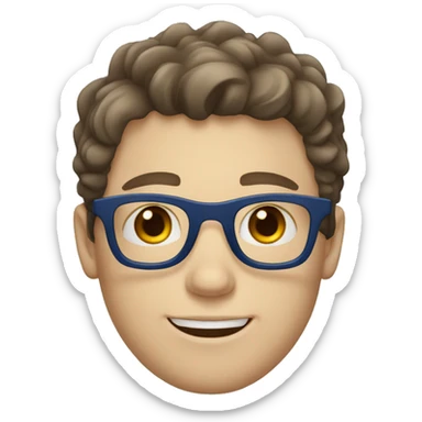White boy with blue eyes with glasses with dark brown wavy hair sticker