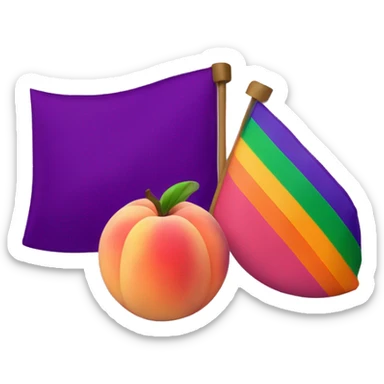 peach and aubergine with pride flag sticker