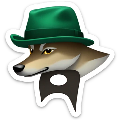 a dark green hat that says WOLF sticker