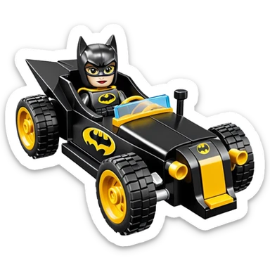 Hot wheels racing cartoons Lego BatGirl’s 1932 stealth retro cat burglar sporty petite off-road pursuit mobile cruiser car (reclined seating position) sticker