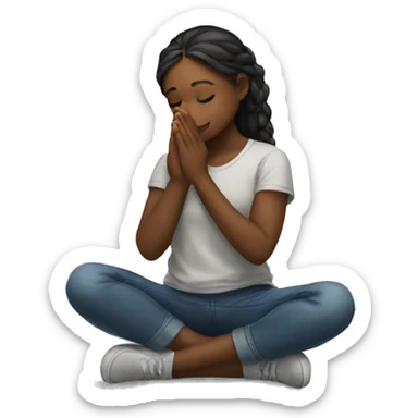 Girl on her knees prays sticker