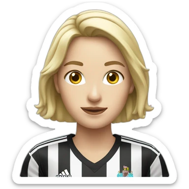 a blonde woman in a newcastle shirt sticker