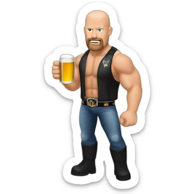 Wwe Steve Austin with beer sticker