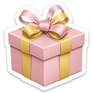 Gift box with ribbon in soft pink, beige and yellow pastel colors sticker