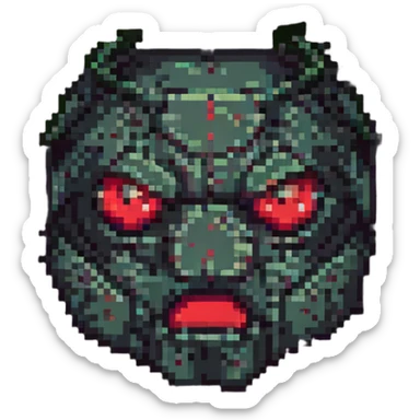 red eyes, Minecraft style, blocky, pixelated, glowing effect, dark background sticker