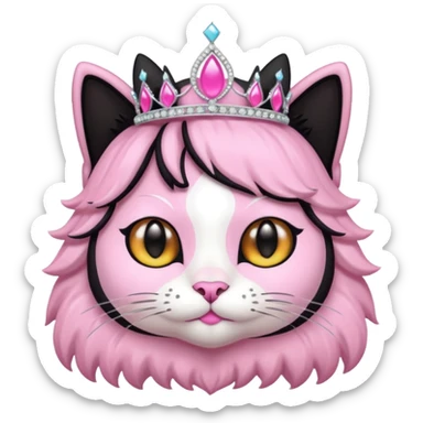 black cat with a pink tiara sticker