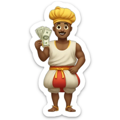 genie holding the big sack of money sticker