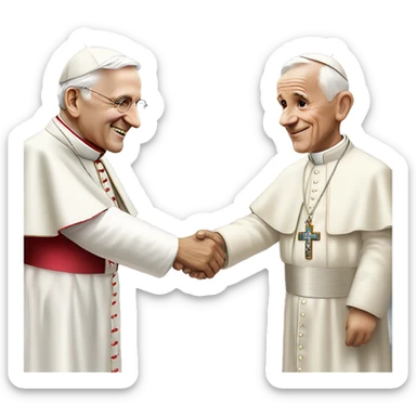 Pope John Paul holding hands with pope Benedict  sticker