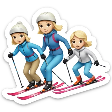Blonde girl skiing and dirty blonde boy skiing sticker