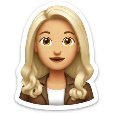 mujer blanca pelo marron a los hombos sticker