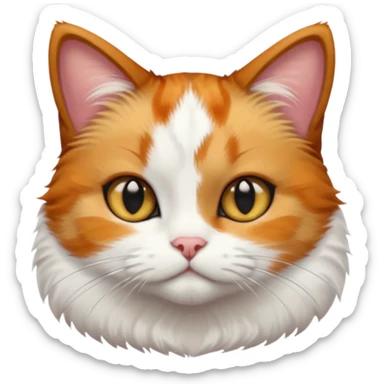 calico and white cat with small head, hazel eyes, and short but chubby body sticker