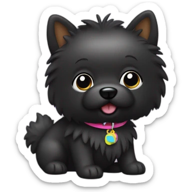 Little black spitz with toy sticker