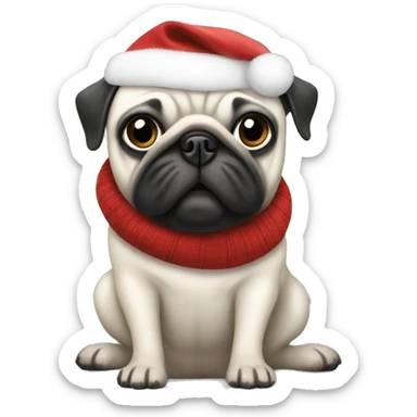 White pug Christmas  sticker