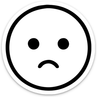 outlined black icon of a face with a tiny frown capturing a micro facial expression sticker