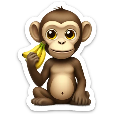 Monkey with a banana sticker